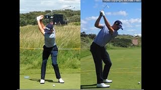 Justin Thomas golf swing  Long Iron faceon amp downtheline July 2017 [upl. by Bosson]