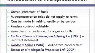 Misrepresentation Lecture 1 of 4 [upl. by Enileuqcaj]